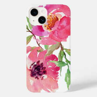 ガーリーピンク水彩花模様 Case-Mate iPhone 14ケース