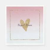 ガーリーピンク白グラデーション金ゴールドグリッターハート スタンダードランチョンナプキン (正面)