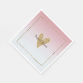 ガーリーピンク白グラデーション金ゴールドグリッターハート スタンダードランチョンナプキン (角)