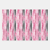 ガーリーピンク白ストライプ黒 ラッピングペーパーシート (正面3)