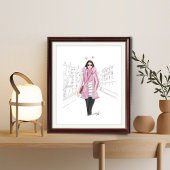 ガーリーピンク、印刷可能、ファッションスケッチ ポスター