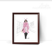 ガーリーピンク、印刷可能、ファッションスケッチ ポスター
