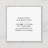 ガーリーファッションシルバスタイリッシューグリッター白四角 スクエア名刺 (裏面)