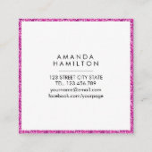 ガーリーファッションホットピスタイリッシュンクグリッター白 スクエア名刺 (裏面)