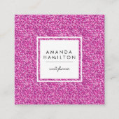 ガーリーファッションホットピスタイリッシュンクグリッター白 スクエア名刺 (正面)