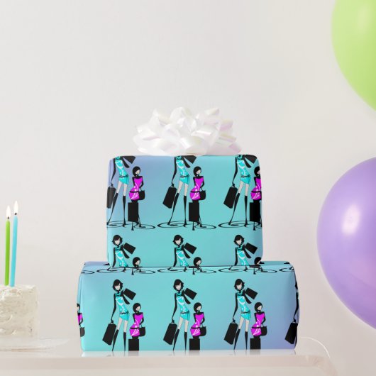 ガーリーファッションモデルショッピング ラッピングペーパー (パーティーギフト)