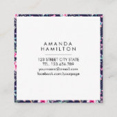 ガーリーファッション·ブルー·フラワーズ·アンド·バタフライ スクエア名刺 (裏面)