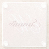 ガーリーフェイクバラ金ゴールドグリッターモノグラムの ガラスコースター (裏面)