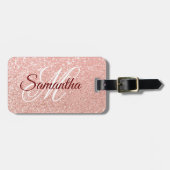 ガーリーフェイクバラ金ゴールドグリッターモノグラムの ラゲッジタグ (正面横)