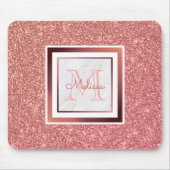 ガーリーフェイクバラ金ゴールドグリッターモノグラム名 マウスパッド (正面)