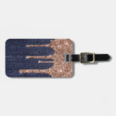ガーリーフェイクバラ金ゴールドグリッター ラゲッジタグ (正面横)