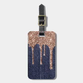 ガーリーフェイクバラ金ゴールドグリッター ラゲッジタグ