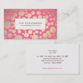 ガーリーフェイク金ゴールドの丸ピンク 名刺 (正面/裏面)