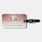 ガーリーフェミニンバラ金ゴールドグリッター白モノグラムの ラゲッジタグ (正面横)