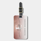 ガーリーフェミニンバラ金ゴールドグリッター白モノグラムの ラゲッジタグ (正面縦)