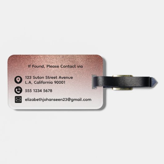 ガーリーフェミニンバラ金ゴールドグリッター白モノグラムの ラゲッジタグ (裏面横)