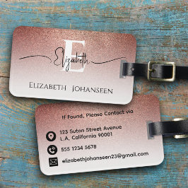 ガーリーフェミニンバラ金ゴールドグリッター白モノグラムの ラゲッジタグ