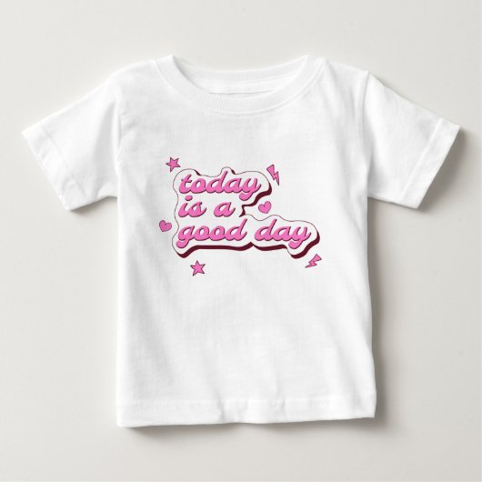 ガーリーフレーズ スターズ ハーツ レイズ ベビーTシャツ (正面)