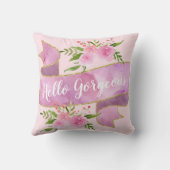 ガーリーフローラかわいらし赤面ピンクハローゴス金ゴールド クッション (裏面)