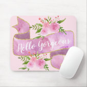 ガーリーフローラかわいらし赤面ピンクハローゴス金ゴールド マウスパッド (マウス)