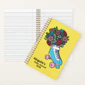 ガーリーフローラスケートイラストレーションパーソナライズされた ノートブック (内側)