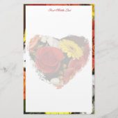 ガーリーフローラハートブーケ縁どカスタム 便箋 (正面)