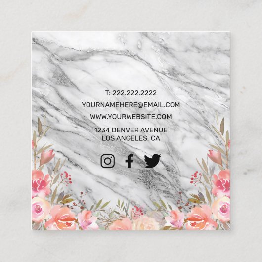 ガーリーフローラパーソナルトレーナー スクエア名刺 (裏面)