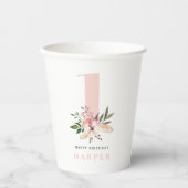 ガーリーフローラピンクの第1誕生日パーティー 紙コップ (正面)