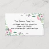 ガーリーフローラフレームのメイクアップアーティスト美しいサロン 名刺 (裏面)