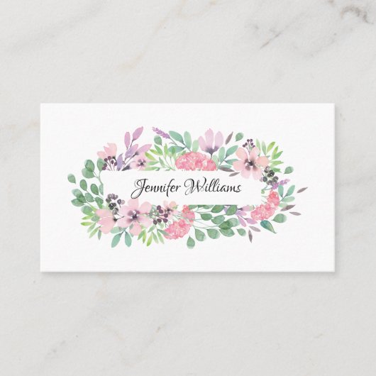 ガーリーフローラフレームのメイクアップアーティスト美しいサロン 名刺 (正面)