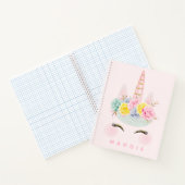 ガーリーフローラユニコーンピンク金ゴールドブパーソナライズされたジョ ノートブック (内部)