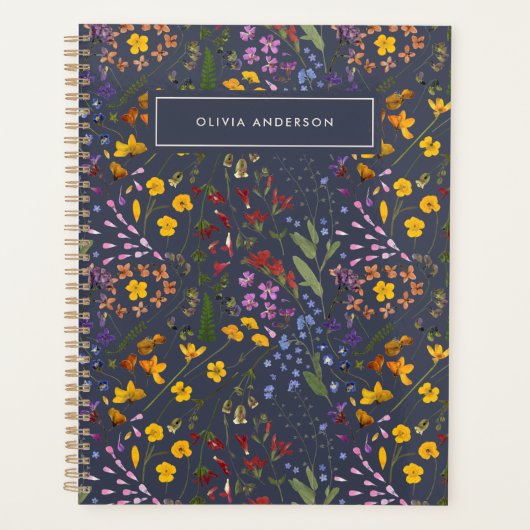 ガーリーフローラ山花かわいい紫パーソナライズされた色 プランナー手帳 (正面)