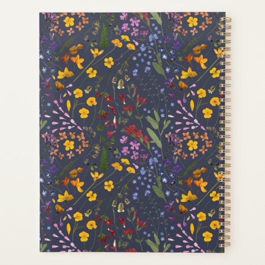 ガーリーフローラ山花かわいい紫パーソナライズされた色 プランナー手帳 (裏面)