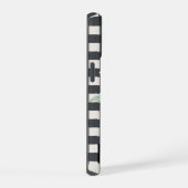 ガーリーフローラ白黒バッファロープレイド名 iPhone 15ケース (右側面)