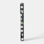 ガーリーフローラ白黒バッファロープレイド名 iPhone 15ケース (左側面)