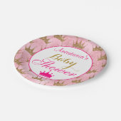 ガーリープリンセスホットピンク&金ゴールドグリッターベビーシャワー ペーパープレート (アングル)