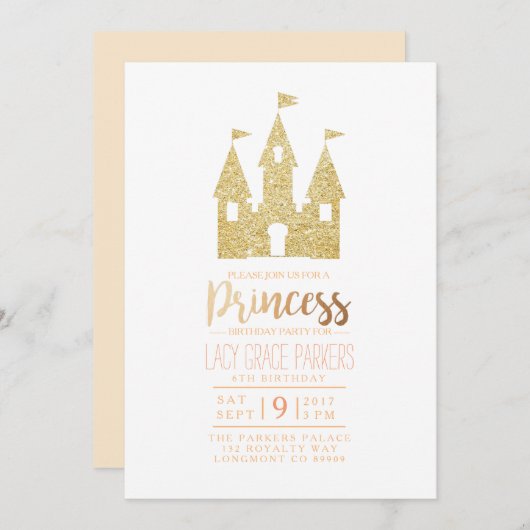 ガーリープリンセス誕生日 |テーマパーティー 招待状 (正面/裏面)