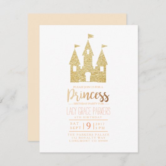 ガーリープリンセス誕生日 |テーマパーティー 招待状 (正面/裏面)