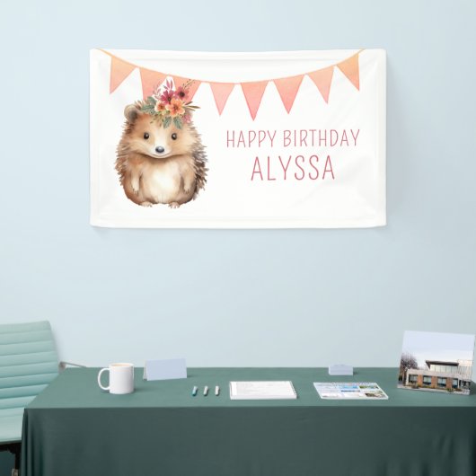 ガーリーヘッジホッグ、子供の誕生日パーティー 横断幕 (トレードショー)