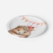 ガーリーヘッジホッグ、子供の誕生日 ペーパープレート (アングル)