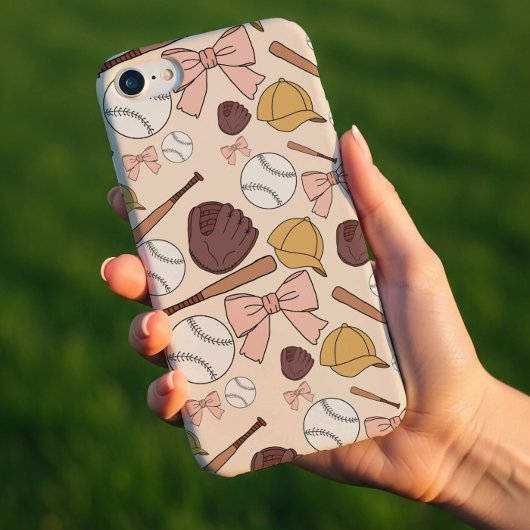 ガーリーベースボールボウ柄フォンケース Case-Mate iPhoneケース