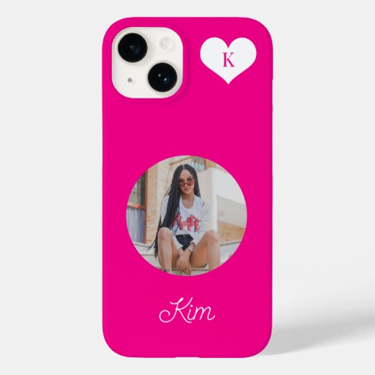 ガーリーホットピンクの写真と名パーソナライズされた前 Case-Mate iPhoneケース (裏面)