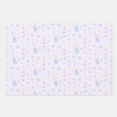 ガーリーポップ・アートのロックスターパステルギター女性のカーボーイパーティー ラッピングペーパーシート (正面2)