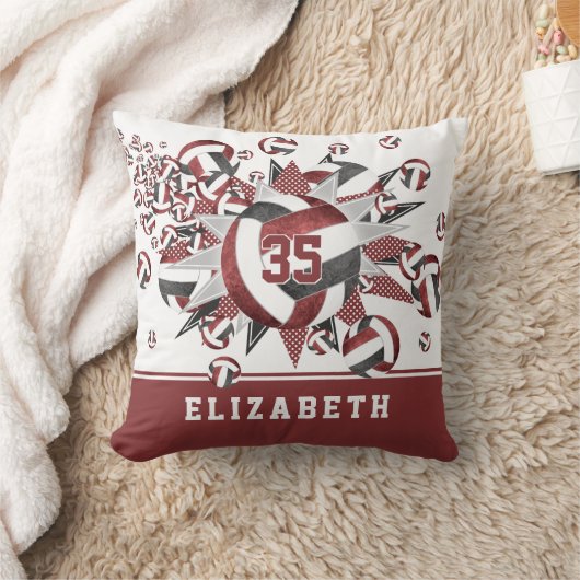 ガーリーマルーン黒バレーボール星アスリート名 クッション (ブランケット)