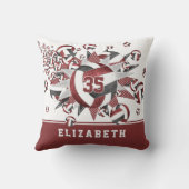 ガーリーマルーン黒バレーボール星アスリート名 クッション (裏面)