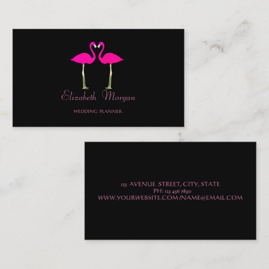 ガーリーモダンおもしろい恋のピンクのフラミンゴ 名刺 (正面/裏面)