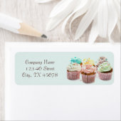 ガーリーモダンエレガントカラフルカップケーキ ラベル (インサイチュ)