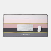 ガーリーモダンストライプパーソナライズされた デスクマット (キーボード&マウス)