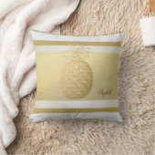 ガーリーモダンストライプ金ゴールド、金ゴールド クッション (ブランケット)