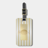 ガーリーモダンストライプ金ゴールド、金ゴールド ラゲッジタグ (正面縦)